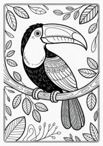 Detailed Adult Toucan Coloring Page 3