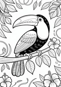 Detailed Adult Toucan Coloring Page 4