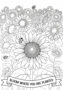 Detailed Sunflowers For Coloring 1