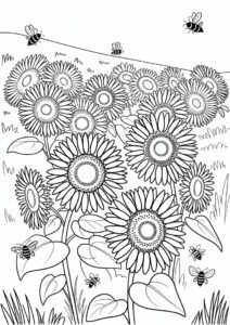 Detailed Sunflowers For Coloring 3