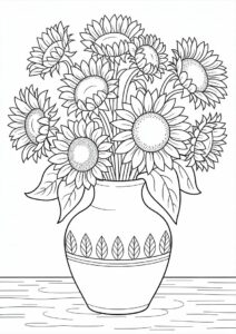 Detailed Sunflowers In Vase For Adults 1