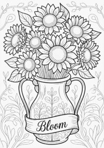 Detailed Sunflowers In Vase For Adults 2