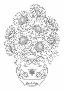 Detailed Sunflowers In Vase For Adults 3