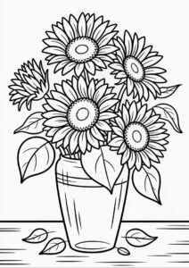 Detailed Sunflowers In Vase For Adults 5