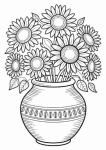 Detailed Sunflowers In Vase For Adults 6