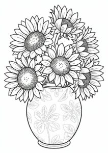 Detailed Sunflowers In Vase For Adults 7