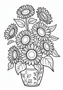 Detailed Sunflowers In Vase For Adults 8