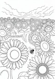 Field Of Sunflowers Coloring Page 10