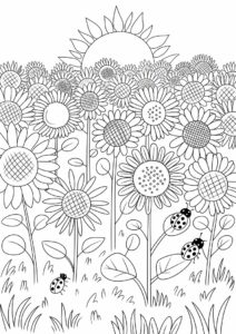 Field Of Sunflowers Coloring Page 12