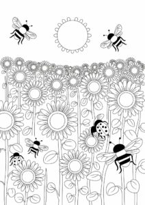 Field Of Sunflowers Coloring Page 16
