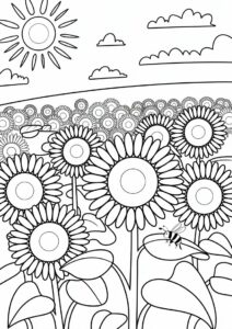 Field Of Sunflowers Coloring Page 17