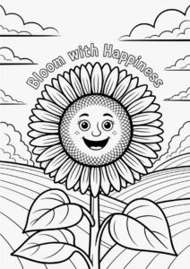 Joyous Sunflower Coloring Sheet 1