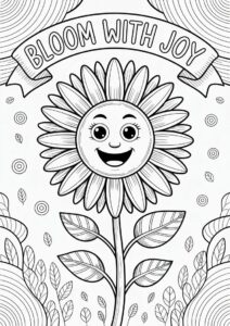 Joyous Sunflower Coloring Sheet 3