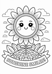 Kawaii Sunflower Coloring Page 3