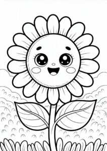 Kawaii Sunflower Coloring Page 8
