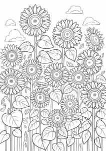 Multiple Sunflowers In Field Coloring Page 5
