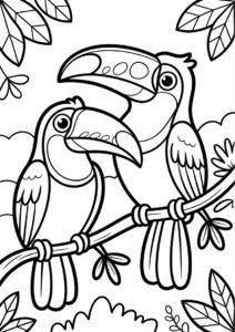 Outline Of Two Toucans Coloring Page For Kids 1