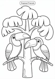 Outline Of Two Toucans Coloring Page For Kids 10