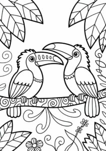 Outline Of Two Toucans Coloring Page For Kids 11