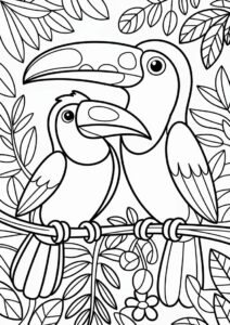 Outline Of Two Toucans Coloring Page For Kids 16