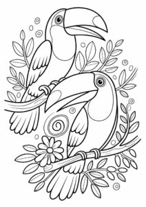 Outline Of Two Toucans Coloring Page For Kids 18