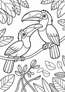 Outline Of Two Toucans Coloring Page For Kids 20