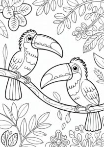 Outline Of Two Toucans Coloring Page For Kids 21