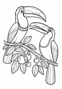 Outline Of Two Toucans Coloring Page For Kids 22