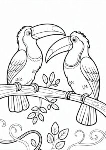 Outline Of Two Toucans Coloring Page For Kids 3