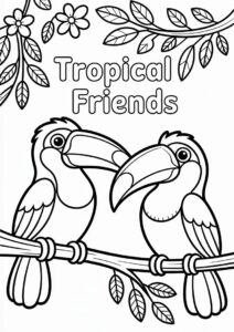 Outline Of Two Toucans Coloring Page For Kids 4