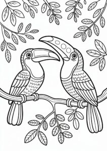 Outline Of Two Toucans Coloring Page For Kids 5