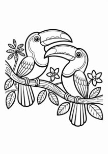 Outline Of Two Toucans Coloring Page For Kids 6