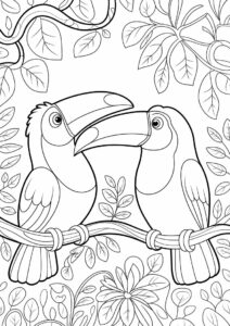 Outline Of Two Toucans Coloring Page For Kids 7