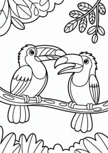 Outline Of Two Toucans Coloring Page For Kids 8