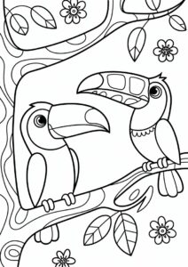 Outline Of Two Toucans Coloring Page For Kids 9