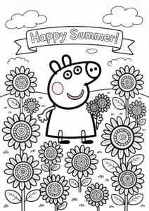 Peppa Pig Sunflower Coloring Page 1