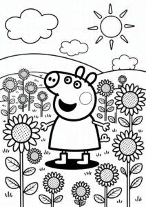 Peppa Pig Sunflower Coloring Page 10