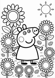 Peppa Pig Sunflower Coloring Page 12