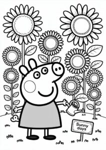 Peppa Pig Sunflower Coloring Page 2