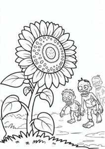 Plants Vs Zombies Sunflower Coloring Page 1