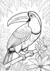 Realistic Adult Toucan Coloring Page In The Jungle 3