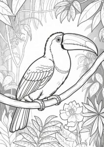 Realistic Adult Toucan Coloring Page In The Jungle 4