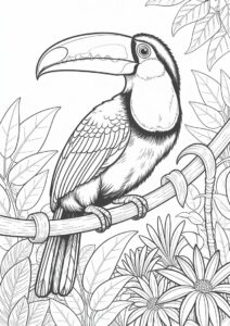 Realistic Adult Toucan Coloring Page In The Jungle 5
