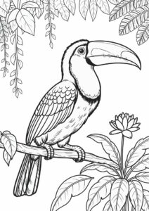 Realistic Adult Toucan Coloring Page In The Jungle 9