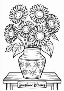 Several Sunflowers In Vase Coloring Sheet 10