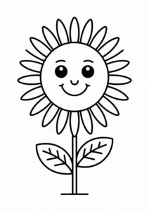Simple Kids Sunflower For Coloring In 1