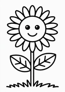 Simple Kids Sunflower For Coloring In 2