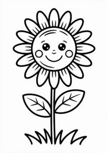 Simple Kids Sunflower For Coloring In 3