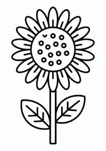 Simple Kids Sunflower For Coloring In 5