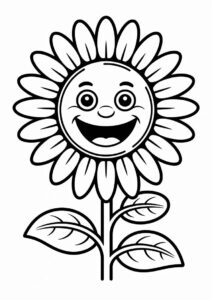 Simple Kids Sunflower For Coloring In 6